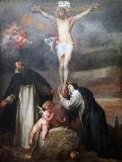 Anthony Van Dyck Christ on the Cross with Saint Catherine of Siena, Saint Dominic and an Angel oil painting on canvas